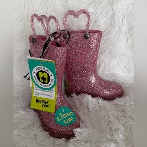 NWT Western Chief Light Up, Sparkly Pink Kids' Boots